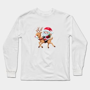 Christmas Santa Reindeer embroidery style 04 Long Sleeve T-Shirt